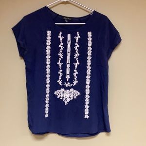 Navy embroidered T-shirt